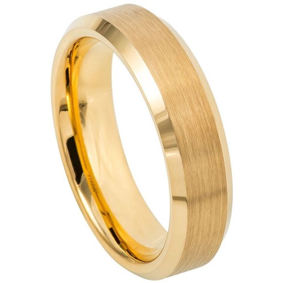 THE CEO YELLOW GOLD PLATED TUNGSTEN WEDDING BAND - Picture 8 of 12